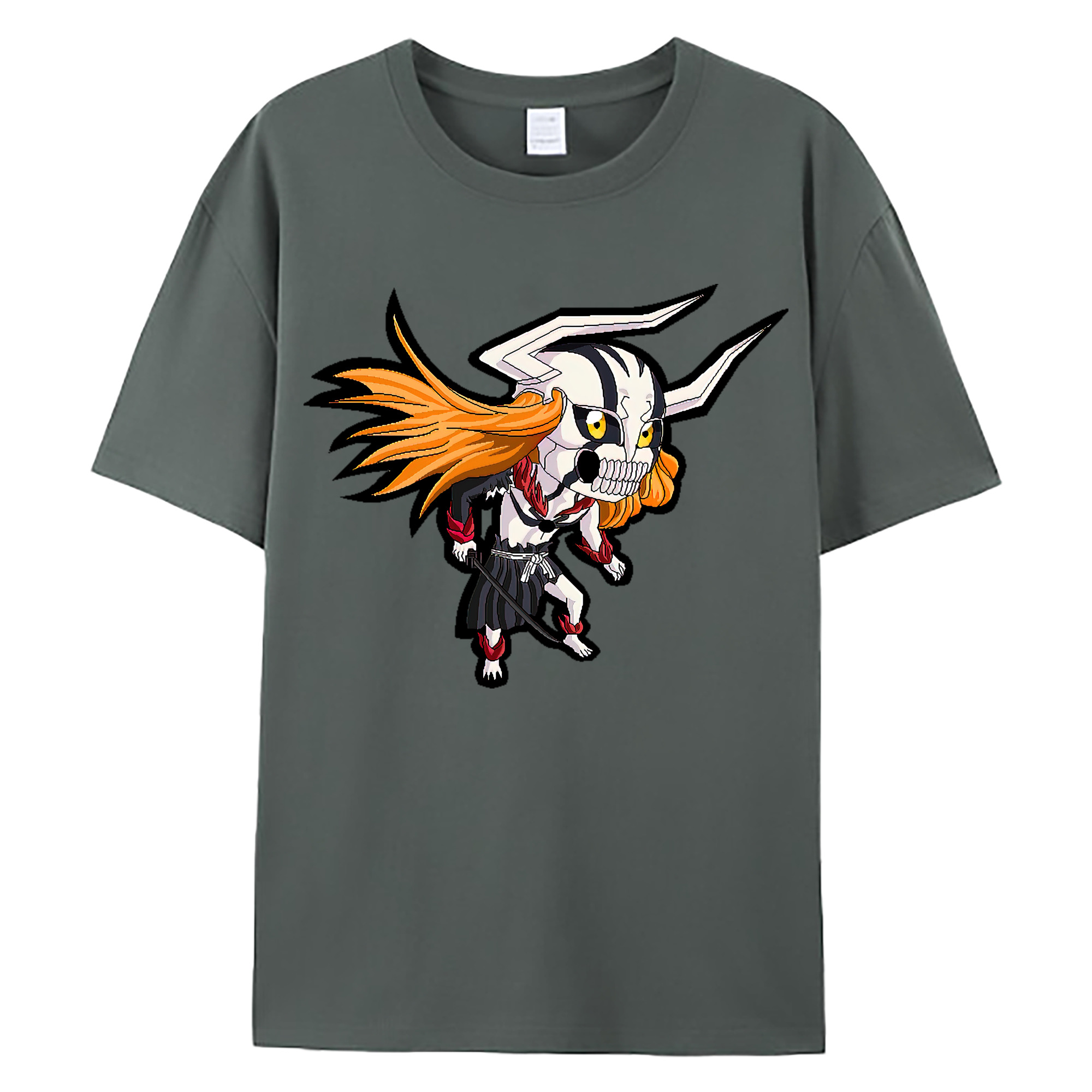 （画像用） ブリーチ 黒崎一護（くろさき いちご）BLEACH Kurosaki Ichigo 綿100％ メンズ半袖Tシャツ｜肌触りやわらか＆通気性